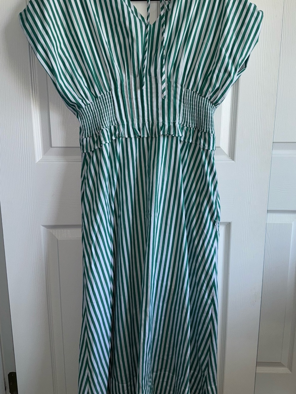 entro Green and White Striped Zip-Front Dress - Picture 4 of 4